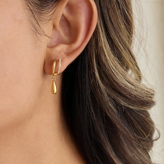 Crystal teardrop huggies