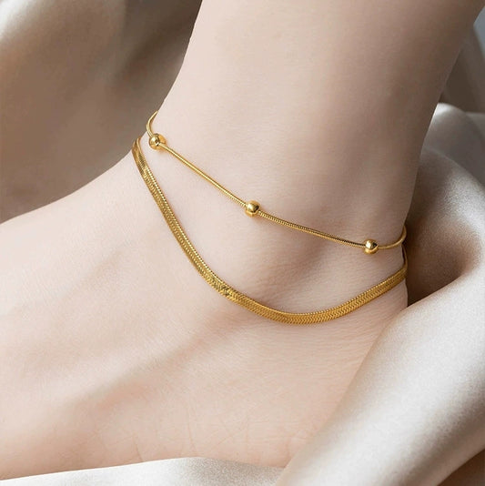 Dainty ball chain anklet