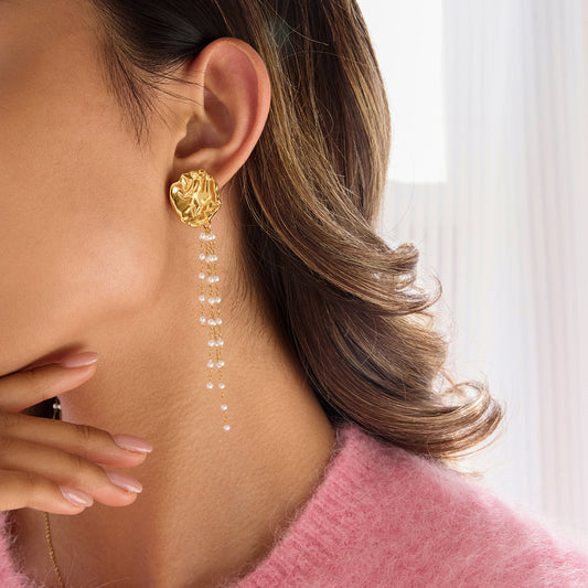 Molten pearl waterfall earrings