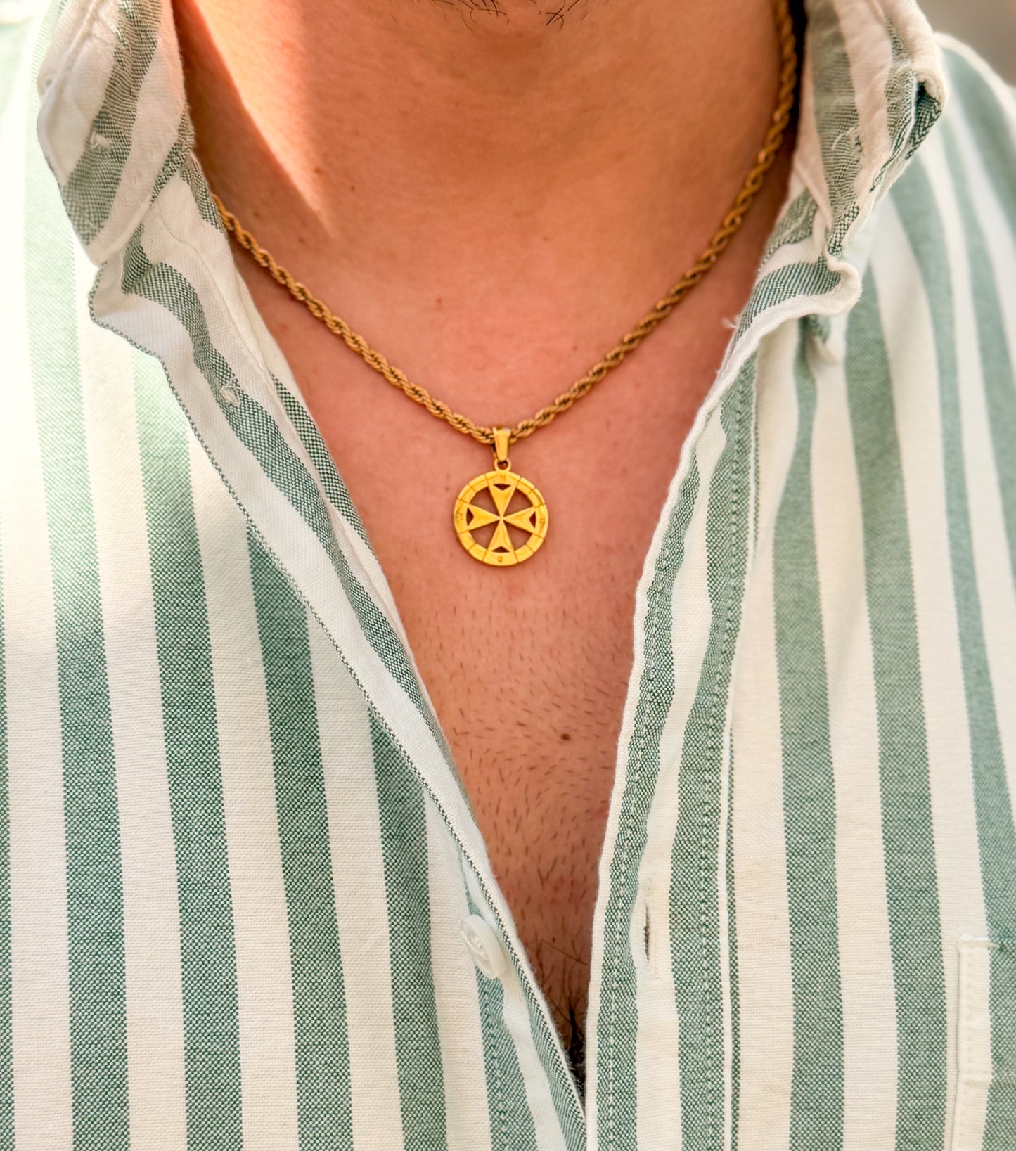 Maltese cross compass necklace