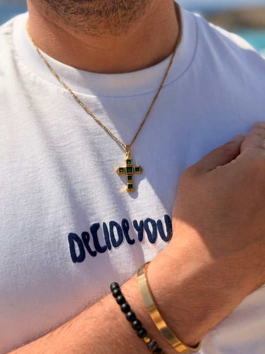 Emerald cross pendant
