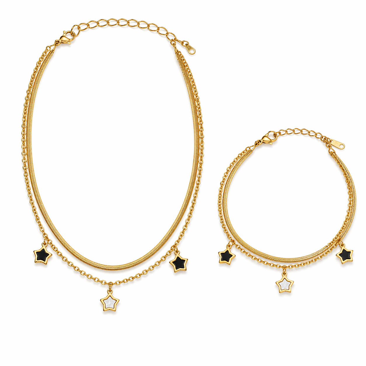 Black and white star double chain set