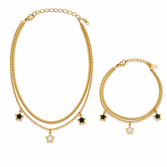 Black and white star double chain set