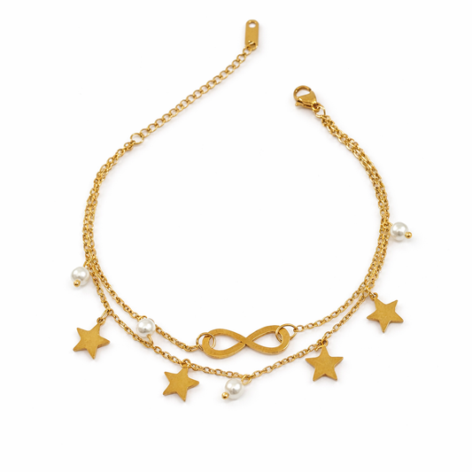 Infinity pearl anklet