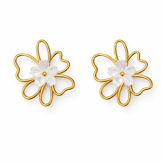Ivory blossom statement earrings
