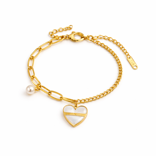 Heart beat pearl bracelet
