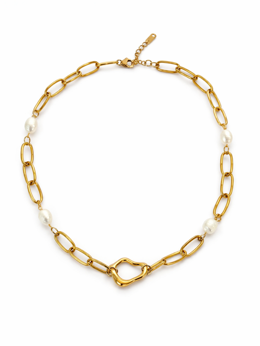 Elegant pearl link necklace