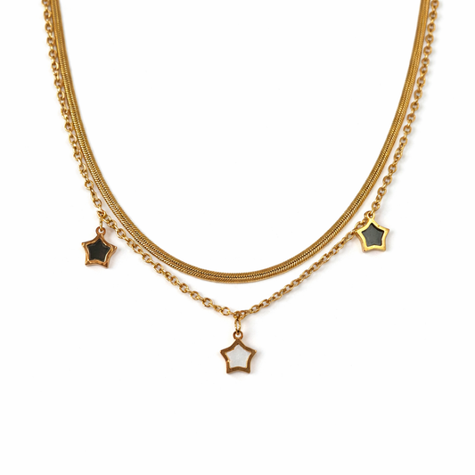 Black and white star double chain