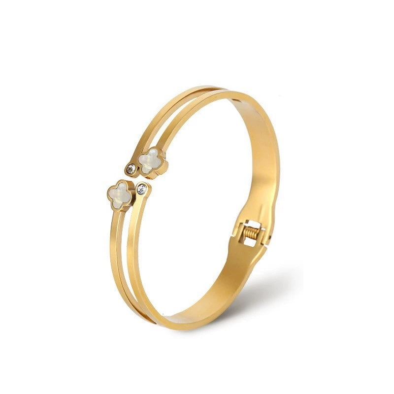 Clover duo ivory bangle