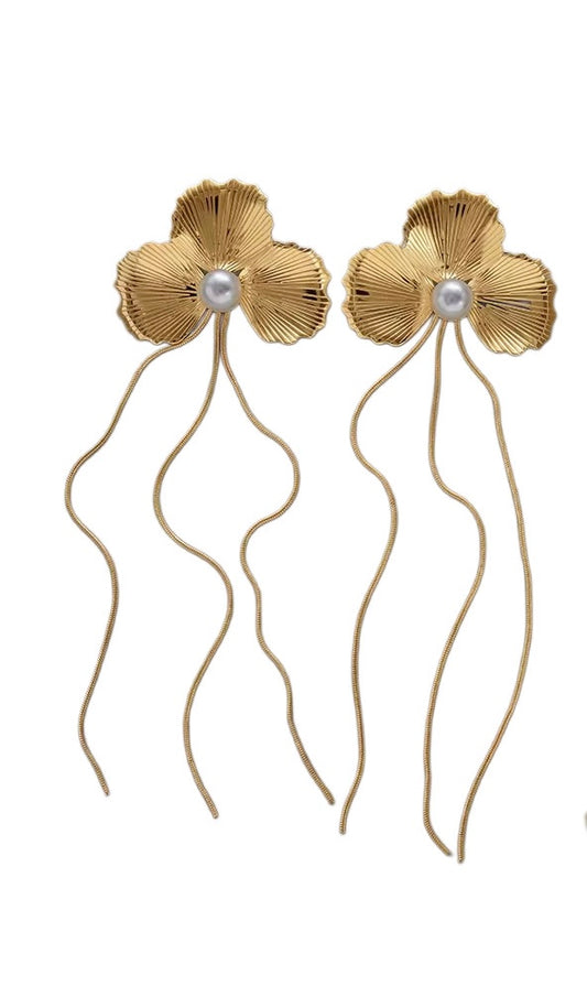 Royal bloom tassel statement earrings