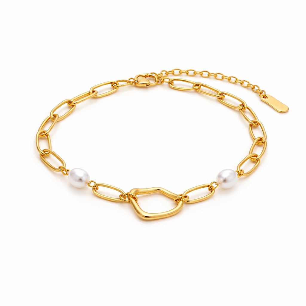 Elegant pearl link bracelet
