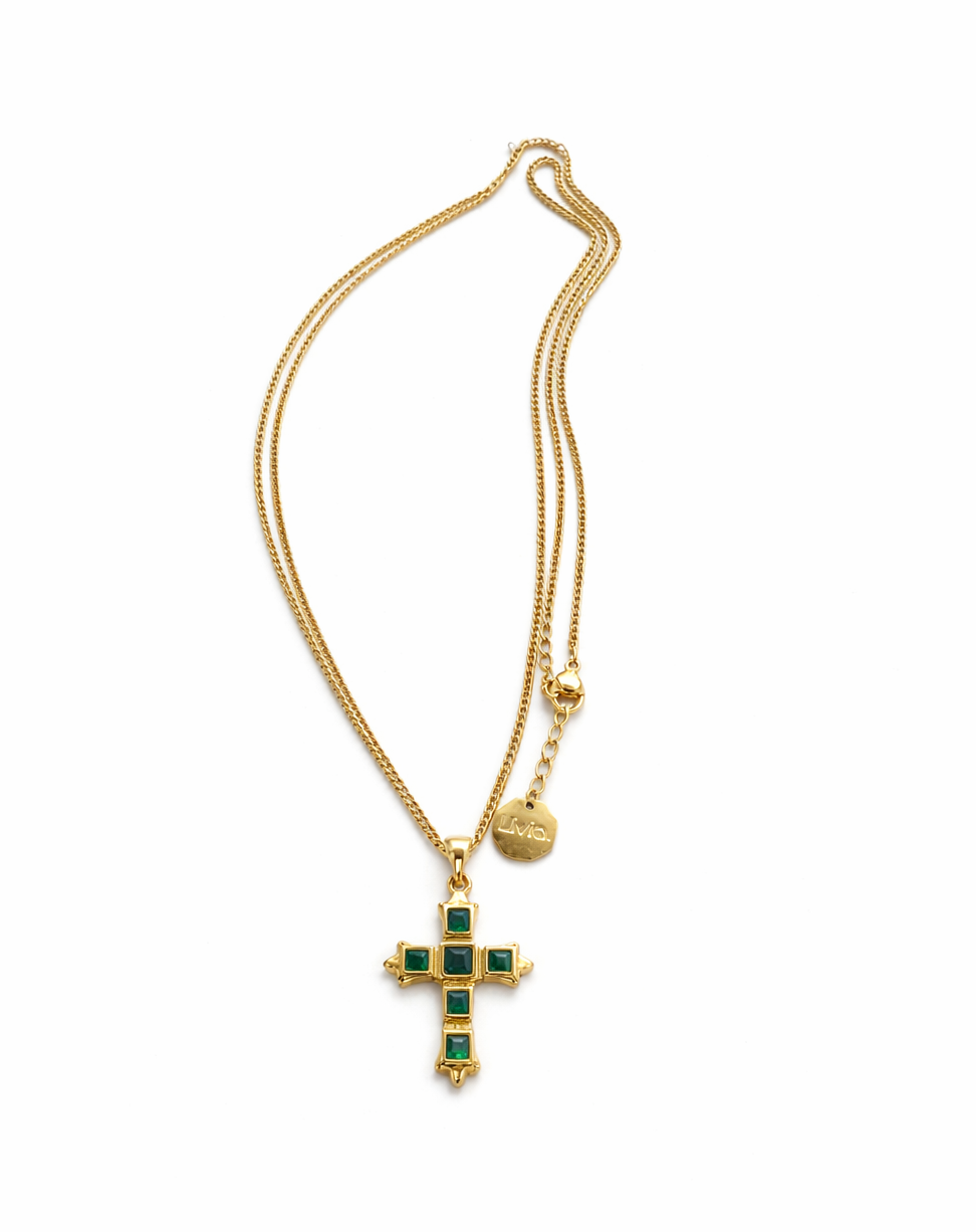 Emerald cross pendant