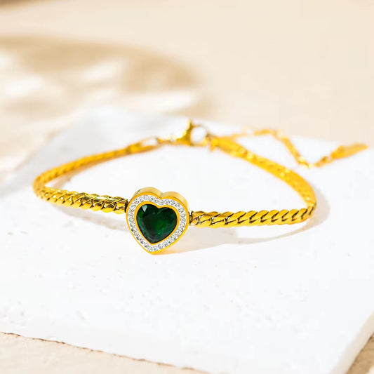 Emerald love heart bracelet