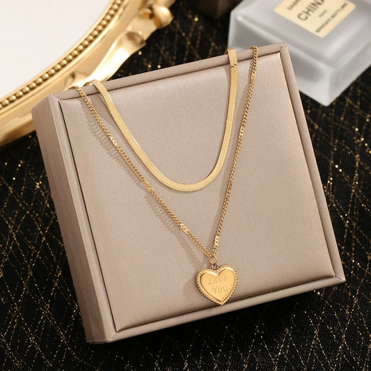 Eternal love double chain necklace