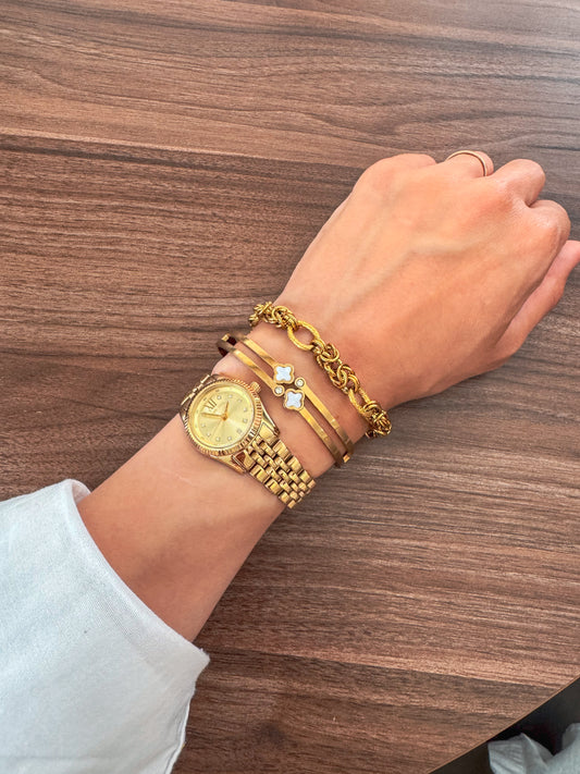 Clover duo ivory bangle