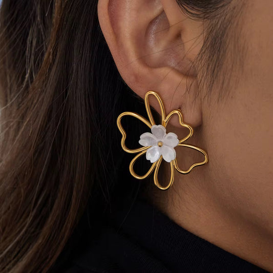 Ivory blossom statement earrings