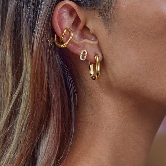Modern gold oval hoops