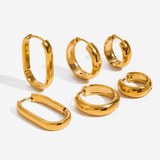 Modern gold oval hoops