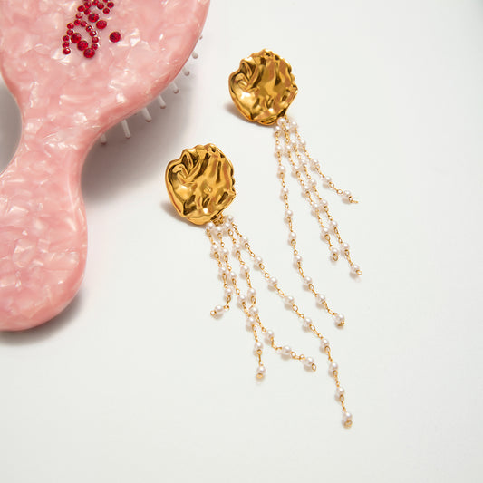 Molten pearl waterfall earrings