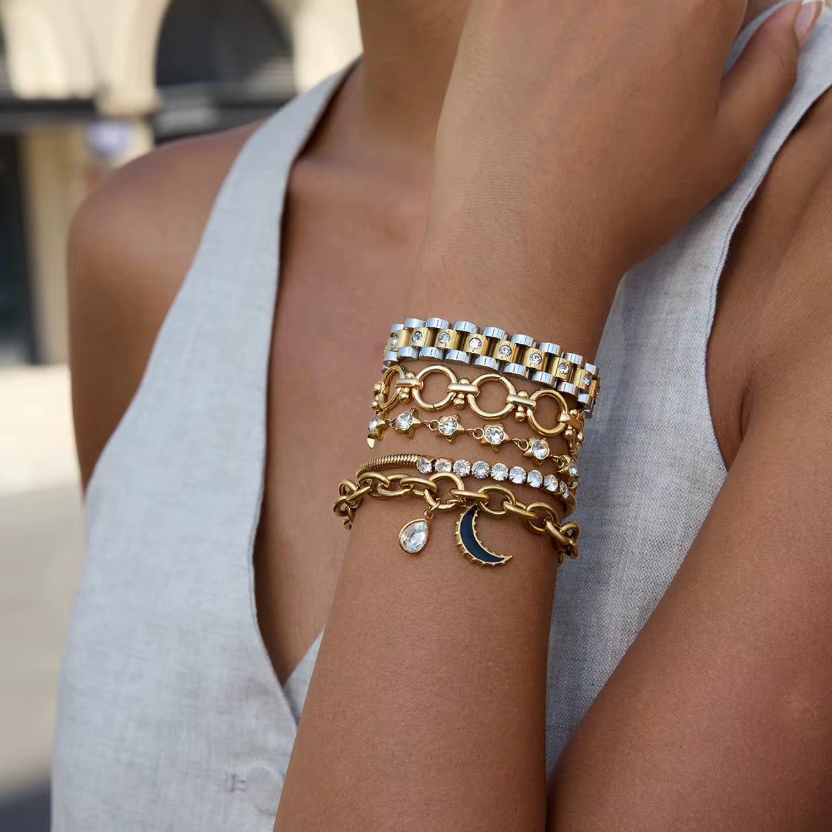 Moon fall charm bracelet