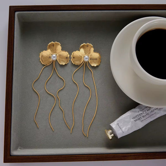 Royal bloom tassel statement earrings