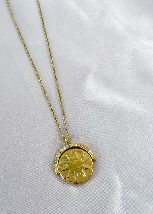 Sun and moon crystal pendant